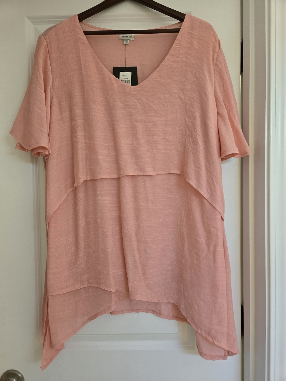 Avenue Peach Layered V-Neck Tunic